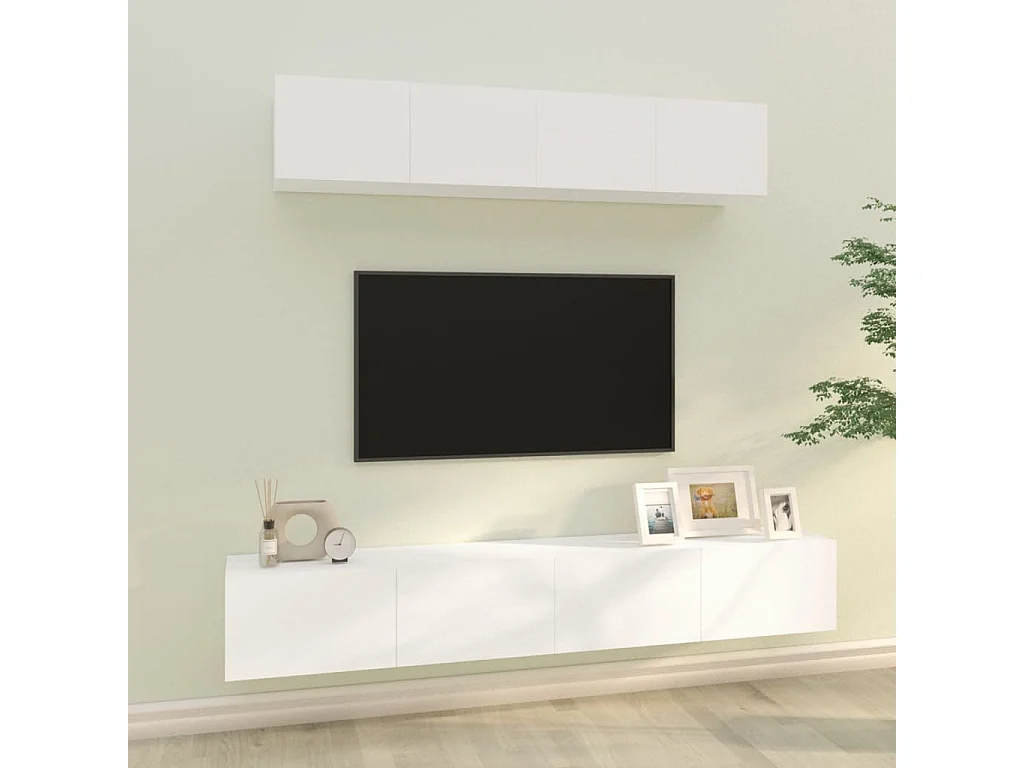4-delige Tv-meubelset bewerkt hout wit NL643584