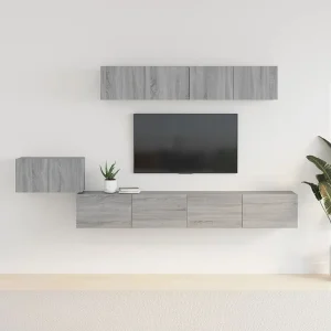 5-delige Tv-meubelset bewerkt hout grijs sonoma eikenkleurig NL193972 5-delige Tv-meubelset bewerkt hout grijs sonoma eikenkleurig NL193972