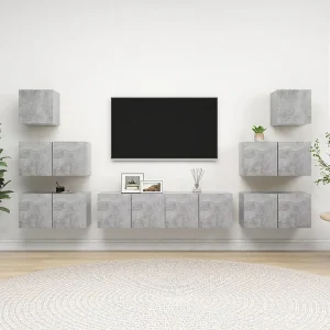 8-delige Tv-meubelset bewerkt hout betongrijs NL674514 8-delige Tv-meubelset bewerkt hout betongrijs NL674514