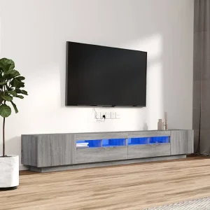 3-delige Tv-meubelset met LED's bewerkt hout grijs sonoma eiken NL854454 3-delige Tv-meubelset met LED's bewerkt hout grijs sonoma eiken NL854454