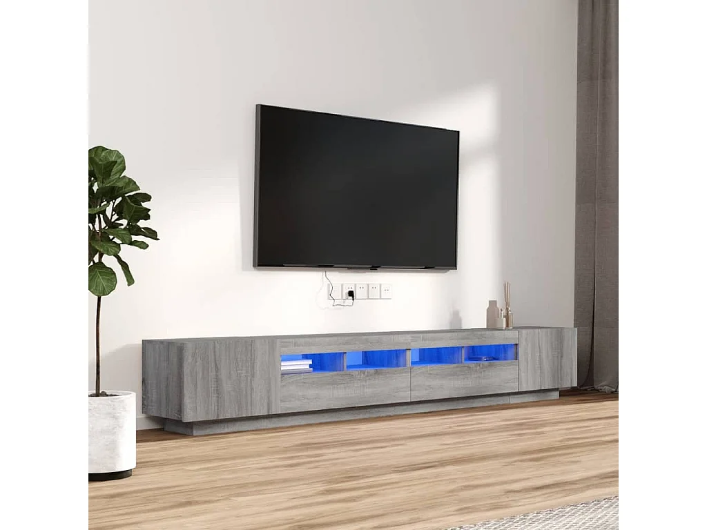 3-delige Tv-meubelset met LED's bewerkt hout grijs sonoma eiken NL854454