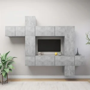 10-delige Tv-meubelset bewerkt hout betongrijs NL535112 10-delige Tv-meubelset bewerkt hout betongrijs NL535112