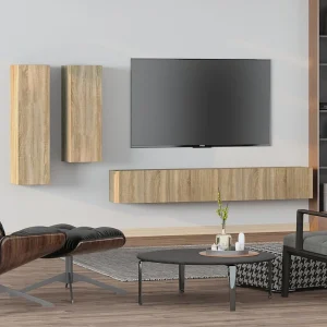 4-delige Tv-meubelset bewerkt hout sonoma eikenkleurig NL47196 4-delige Tv-meubelset bewerkt hout sonoma eikenkleurig NL47196