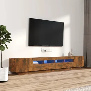 3-delige Tv-meubelset met LED bewerkt hout gerookt eikenkleurig NL62772 3-delige Tv-meubelset met LED bewerkt hout gerookt eikenkleurig NL62772