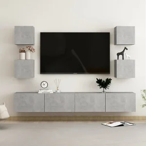 6-delige Tv-meubelset bewerkt hout betongrijs NL840222 6-delige Tv-meubelset bewerkt hout betongrijs NL840222