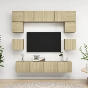 8-delige Tv-meubelset bewerkt hout sonoma eikenkleurig NL23633 8-delige Tv-meubelset bewerkt hout sonoma eikenkleurig NL23633