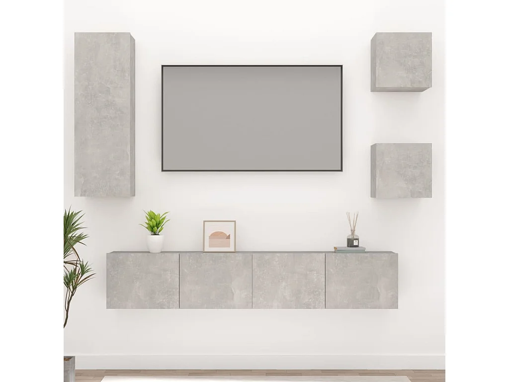 5-delige Tv-meubelset bewerkt hout betongrijs NL907895