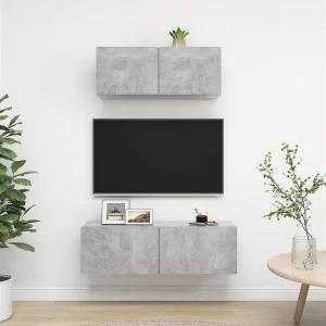 2-delige Tv-meubelset bewerkt hout betongrijs NL320033 2-delige Tv-meubelset bewerkt hout betongrijs NL320033