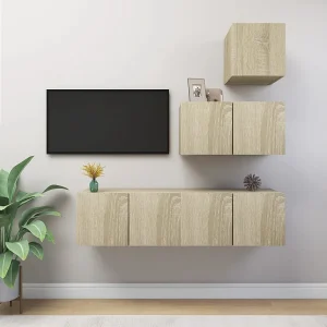 4-delige Tv-meubelset bewerkt hout sonoma eikenkleurig NL54611 4-delige Tv-meubelset bewerkt hout sonoma eikenkleurig NL54611
