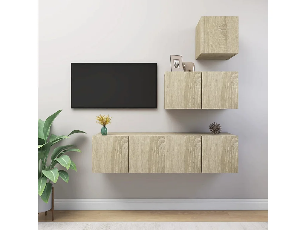 4-delige Tv-meubelset bewerkt hout sonoma eikenkleurig NL54611