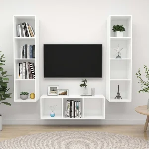 3-delige Tv-meubelset bewerkt hout wit NL227137 3-delige Tv-meubelset bewerkt hout wit NL227137