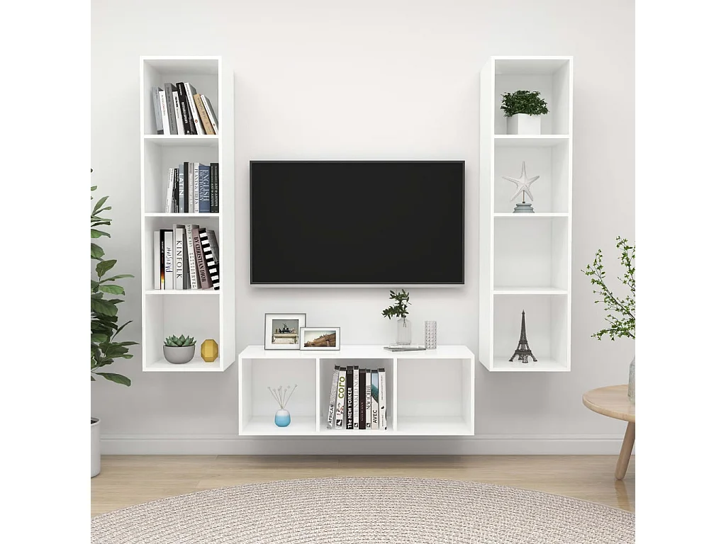 3-delige Tv-meubelset bewerkt hout wit NL227137