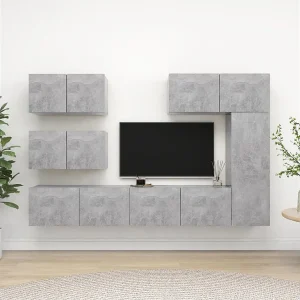 6-delige Tv-meubelset bewerkt hout betongrijs NL356285 6-delige Tv-meubelset bewerkt hout betongrijs NL356285