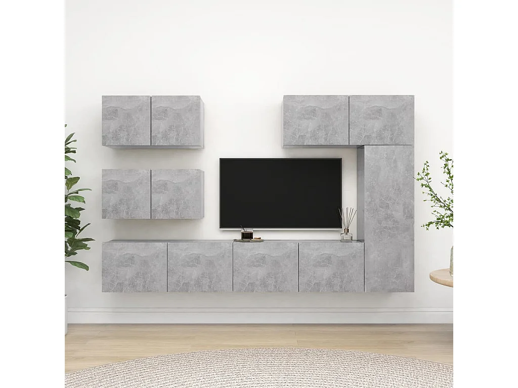 6-delige Tv-meubelset bewerkt hout betongrijs NL356285