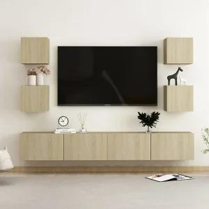 6-delige Tv-meubelset bewerkt hout sonoma eikenkleurig NL39536