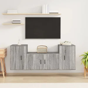 3-delige Tv-meubelset bewerkt hout grijs sonoma eikenkleurig NL867255 3-delige Tv-meubelset bewerkt hout grijs sonoma eikenkleurig NL867255