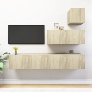 4-delige Tv-meubelset bewerkt hout sonoma eikenkleurig NL28272 4-delige Tv-meubelset bewerkt hout sonoma eikenkleurig NL28272