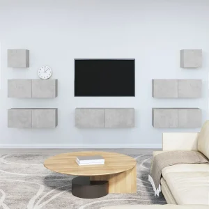 7-delige Tv-meubelset bewerkt hout betongrijs NL701302