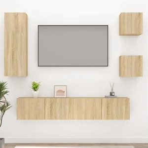 5-delige Tv-meubelset bewerkt hout sonoma eikenkleurig NL40544 5-delige Tv-meubelset bewerkt hout sonoma eikenkleurig NL40544