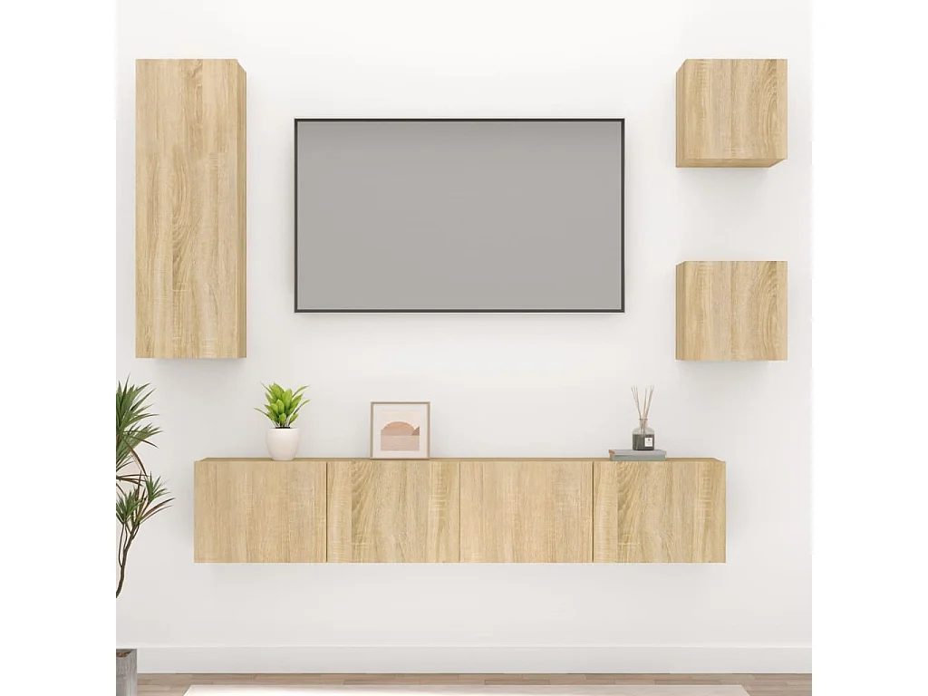 5-delige Tv-meubelset bewerkt hout sonoma eikenkleurig NL40544