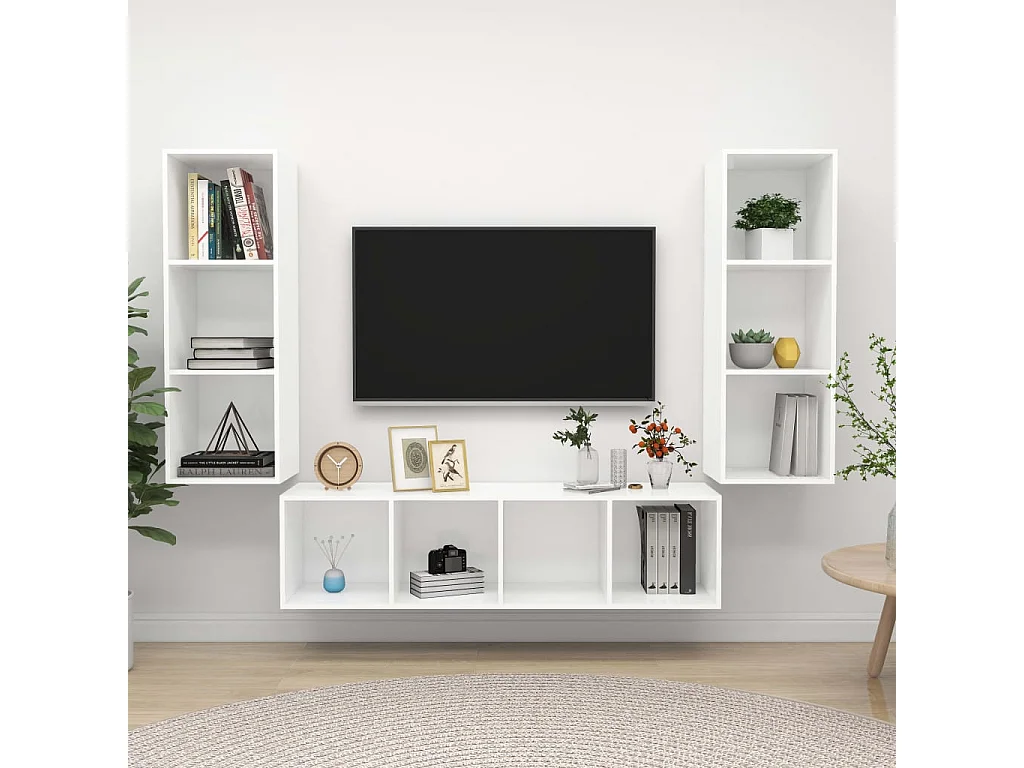 3-delige Tv-meubelset bewerkt hout wit NL247703