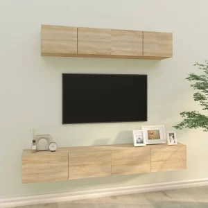 4-delige Tv-meubelset bewerkt hout sonoma eikenkleurig NL32923 4-delige Tv-meubelset bewerkt hout sonoma eikenkleurig NL32923