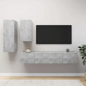 4-delige Tv-meubelset bewerkt hout betongrijs NL904241