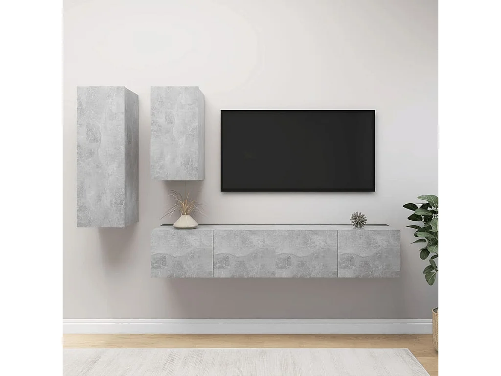 4-delige Tv-meubelset bewerkt hout betongrijs NL904241