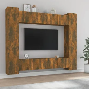 8-delige Tv-meubelset | Tv-Bank | TV-kast bewerkt hout gerookt eikenkleurig 8-delige Tv-meubelset | Tv-Bank | TV-kast bewerkt hout gerookt eikenkleurig