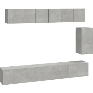 6-delige Tv-meubelset bewerkt hout betongrijs NL554264 6-delige Tv-meubelset bewerkt hout betongrijs NL554264