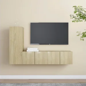 3-delige Tv-meubelset bewerkt hout sonoma eikenkleurig NL75203 3-delige Tv-meubelset bewerkt hout sonoma eikenkleurig NL75203