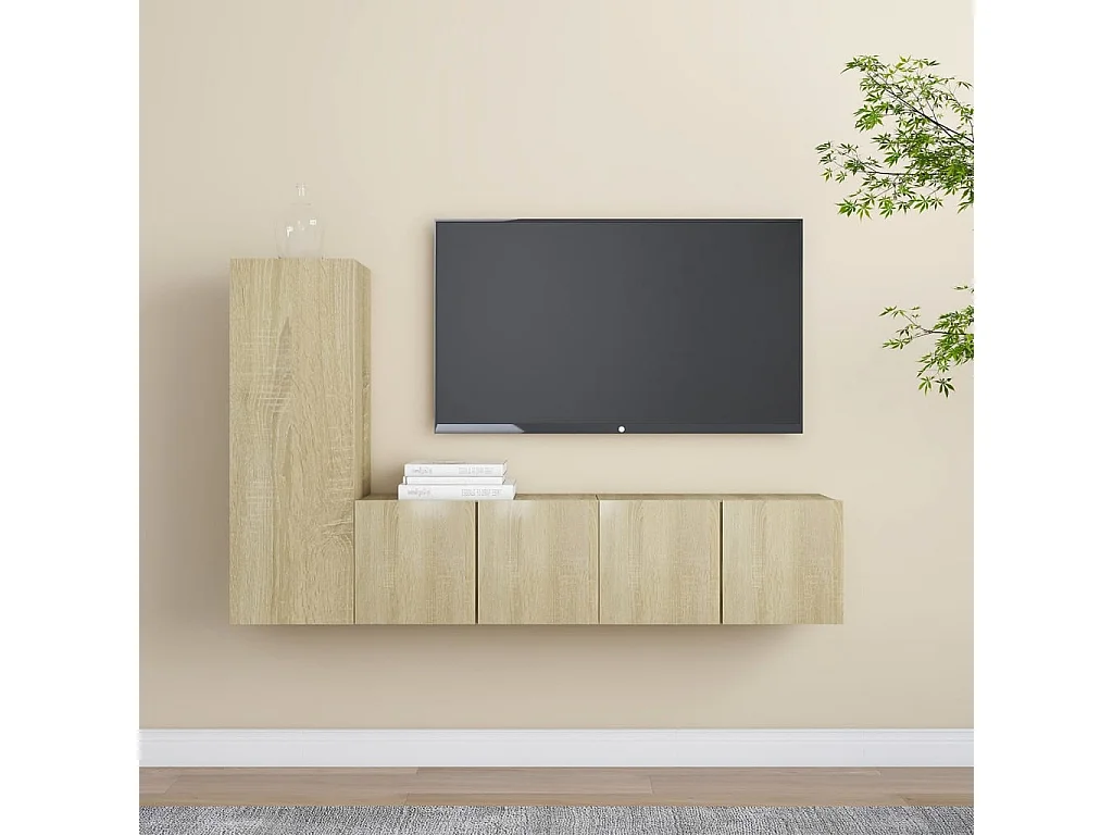 3-delige Tv-meubelset bewerkt hout sonoma eikenkleurig NL75203