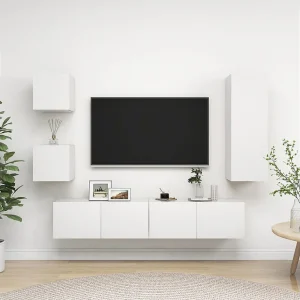 5-delige Tv-meubelset bewerkt hout wit NL172533 5-delige Tv-meubelset bewerkt hout wit NL172533