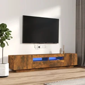 2-delige Tv-meubelset met LED bewerkt hout gerookt eikenkleurig NL30912 2-delige Tv-meubelset met LED bewerkt hout gerookt eikenkleurig NL30912