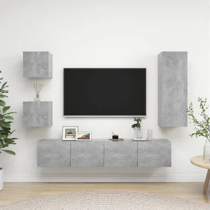 5-delige Tv-meubelset bewerkt hout betongrijs NL921598 5-delige Tv-meubelset bewerkt hout betongrijs NL921598