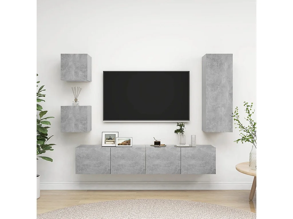 5-delige Tv-meubelset bewerkt hout betongrijs NL921598