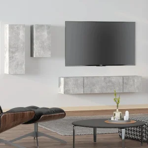 4-delige Tv-meubelset bewerkt hout betongrijs NL895964