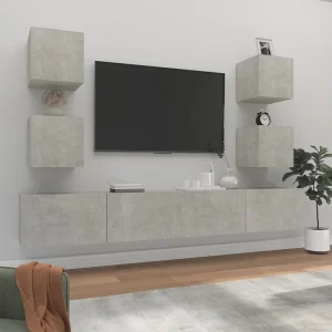 6-delige Tv-meubelset bewerkt hout betongrijs NL979750 6-delige Tv-meubelset bewerkt hout betongrijs NL979750