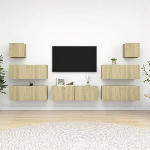 7-delige Tv-meubelset bewerkt hout sonoma eikenkleurig NL24632