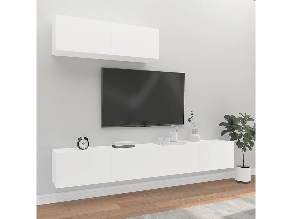 3-delige Tv-meubelset bewerkt hout wit NL945270