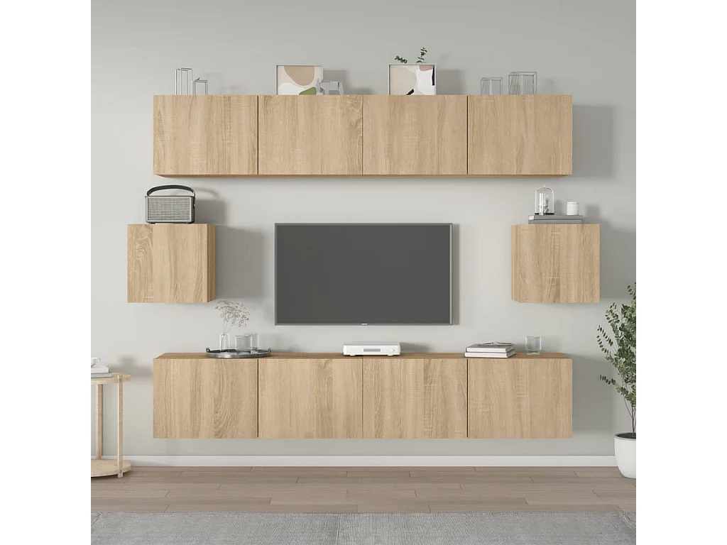 6-delige Tv-meubelset bewerkt hout sonoma eikenkleurig NL40245