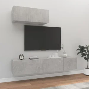 3-delige Tv-meubelset bewerkt hout betongrijs NL596758 3-delige Tv-meubelset bewerkt hout betongrijs NL596758