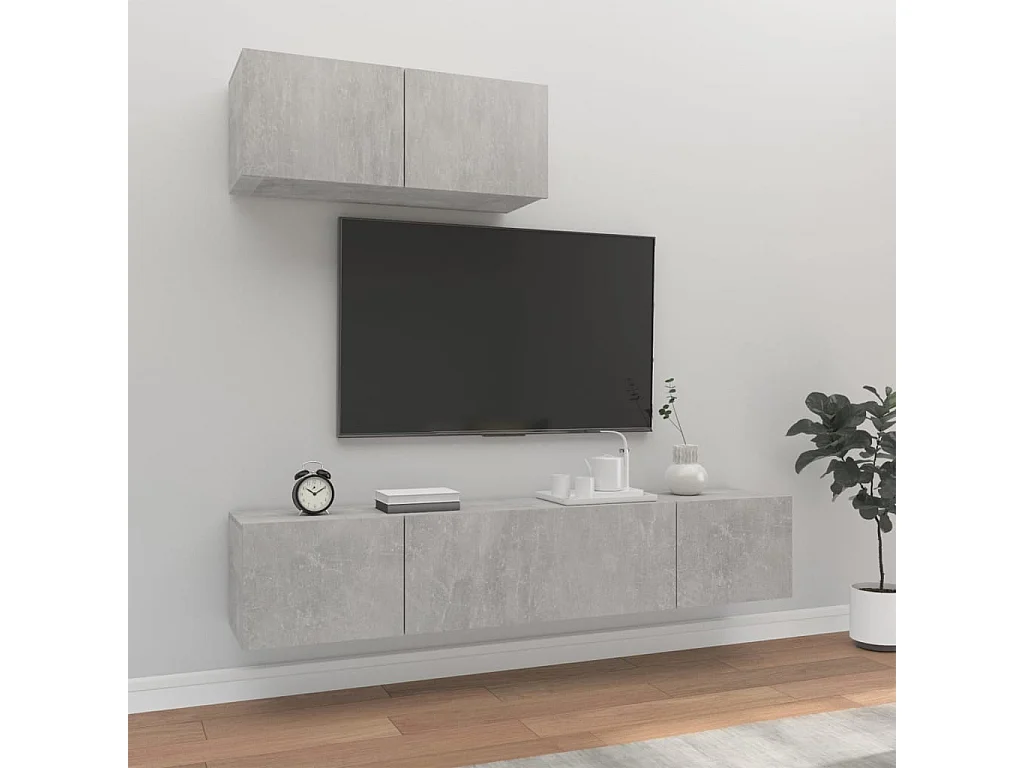 3-delige Tv-meubelset bewerkt hout betongrijs NL596758