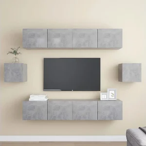 6-delige Tv-meubelset bewerkt hout betongrijs NL839319 6-delige Tv-meubelset bewerkt hout betongrijs NL839319