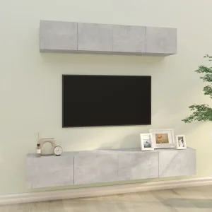 4-delige Tv-meubelset bewerkt hout betongrijs NL195653 4-delige Tv-meubelset bewerkt hout betongrijs NL195653
