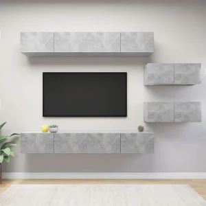 6-delige Tv-meubelset bewerkt hout betongrijs NL275176 6-delige Tv-meubelset bewerkt hout betongrijs NL275176