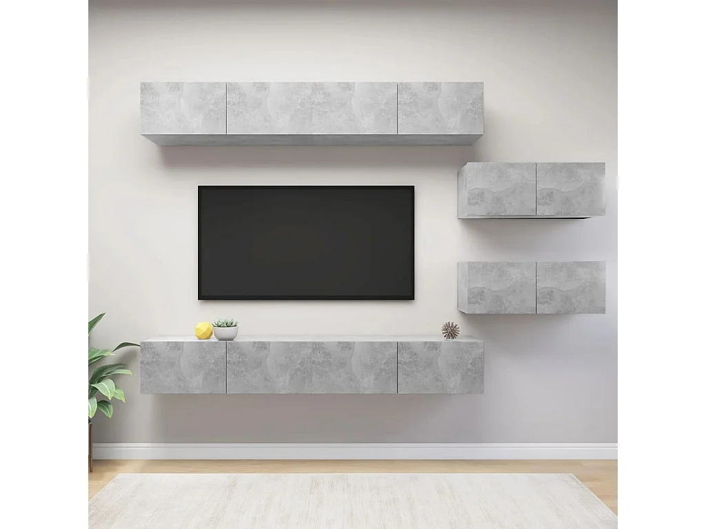 6-delige Tv-meubelset bewerkt hout betongrijs NL275176