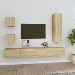 5-delige Tv-meubelset bewerkt hout sonoma eikenkleurig NL72886 5-delige Tv-meubelset bewerkt hout sonoma eikenkleurig NL72886