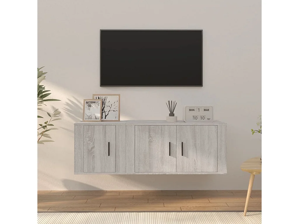 2-delige Tv-meubelset bewerkt hout grijs sonoma eikenkleurig NL911639