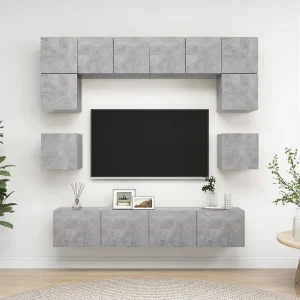 8-delige Tv-meubelset bewerkt hout betongrijs NL869948 8-delige Tv-meubelset bewerkt hout betongrijs NL869948